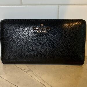 Kate Spade Large Slim Bifold Wallet. black